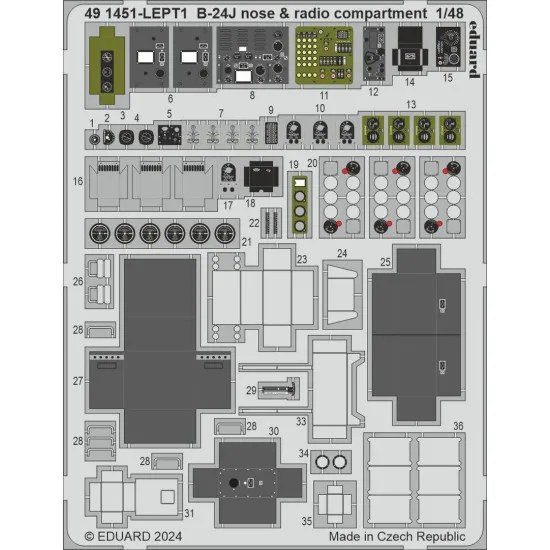 Eduard 491451 1/48 B-24J nose & radio compartment Photo-Etched for Aircraft Photo etched set