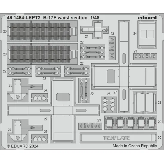 Aircraft Accessory Section Eduard 491464 1/48 B-17F waist section Photo-Etched for Aircraft Model ...