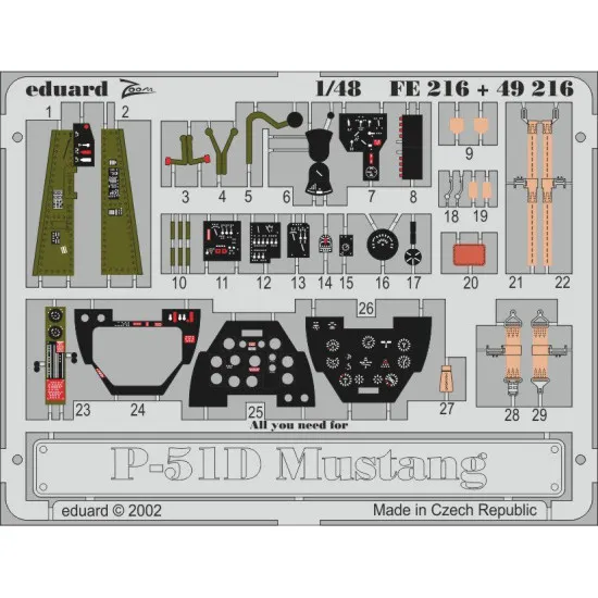 Eduard 49216 1/48 P-51D Photo-Etched for Aircraft Photo etched set