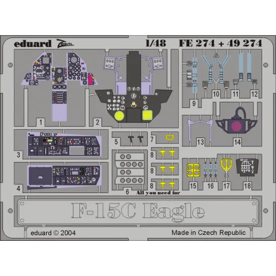Eduard 49274 1/48 F-15C interior Photo-Etched for Aircraft Photo etched set