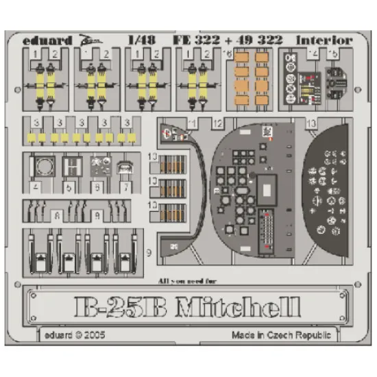 Eduard 49322 1/48 B-25B interior Photo-Etched for Aircraft Photo etched set