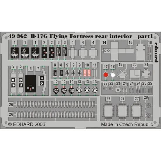 Eduard 49362 1/48 B-17G rear interior Photo-Etched for Aircraft Photo etched set
