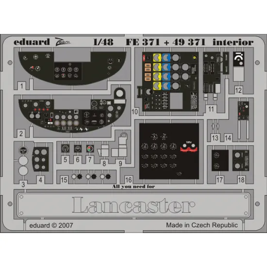 Eduard 49371 1/48 Lancaster interior Photo-Etched for Aircraft Photo etched set