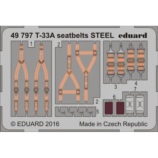 Eduard 49797 1/48 T-33A seatbelts STEEL Photo-Etched for Aircraft Photo etched set