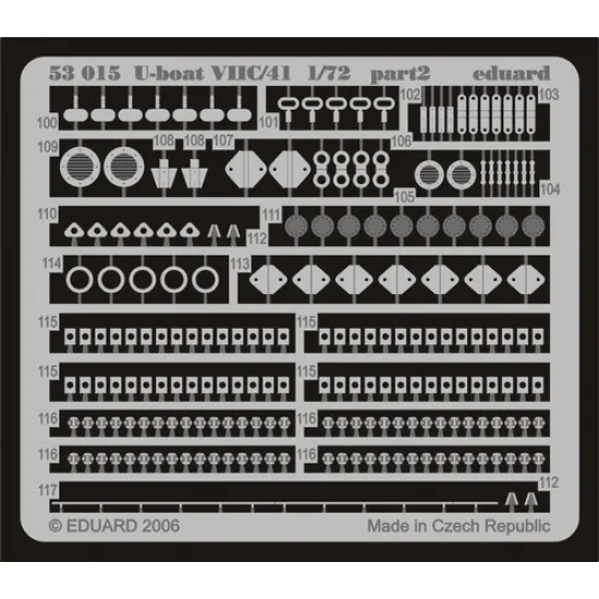Eduard 53015 1/72 U-boat VIIC/41 Photo-Etched for Ships Photo etched set