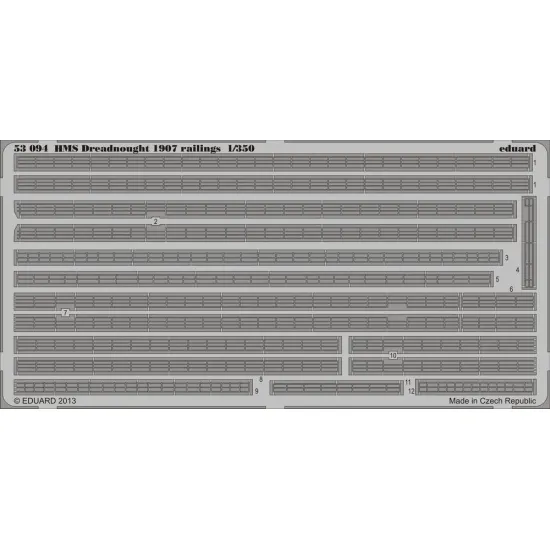 Eduard 53094 1/350 HMS Dreadnought 1907 railings 0 Photo-Etched for Ships Photo etched set