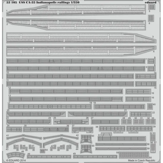 Eduard 53105 1/350 USS CA-35 Indianapolis railings 0 Photo-Etched for Ships Photo etched set