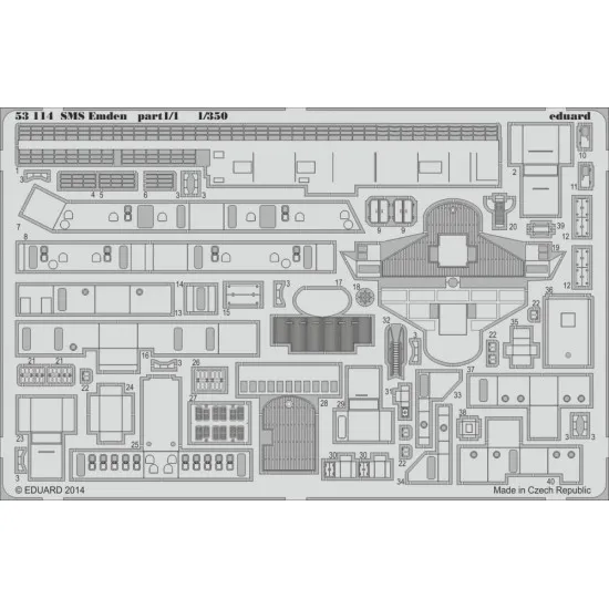 Eduard 53114 1/350 SMS Emden part 1 0 Photo-Etched for Ships Photo etched set