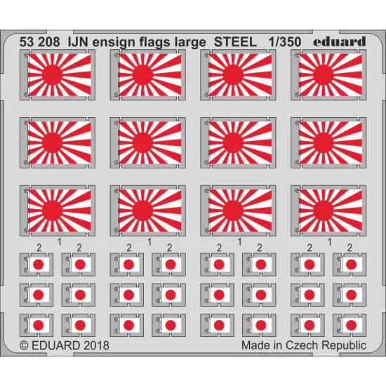 Eduard 53208 1/350 IJN ensign flags large STEEL 0 Photo-Etched for Ships Photo etched set