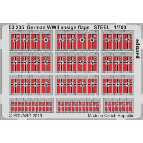 Eduard 53235 1/700 German WWII ensign flags STEEL 1/700 Photo-Etched for Ships Photo etched set Eduard 53235 1/700 German WWII ensign flags STEEL 1/700 Photo-Etched for Ships Photo etched set