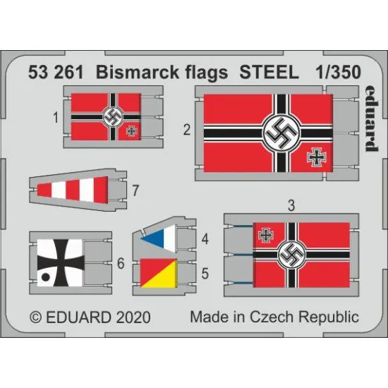 Eduard 53261 1/350 Bismarck flags STEEL 0 Photo-Etched for Ships Photo etched set