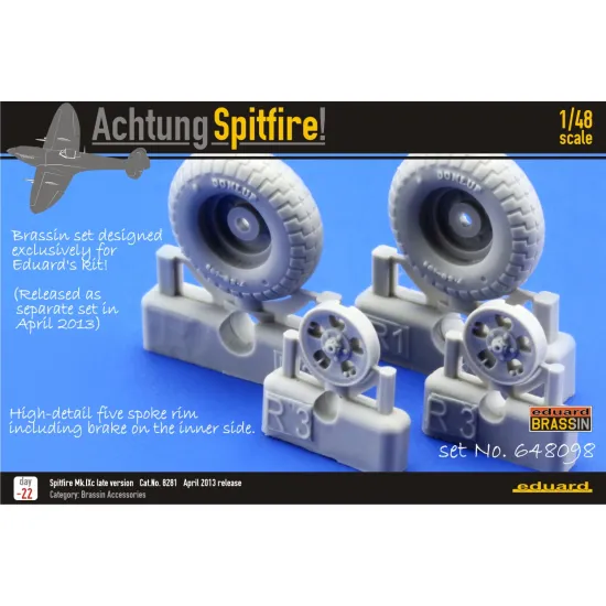 Eduard 648098 1/48 Spitfire wheels - 5 spoke Brassin for Aircraft