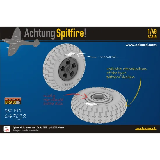 Eduard 648098 1/48 Spitfire wheels - 5 spoke Brassin for Aircraft
