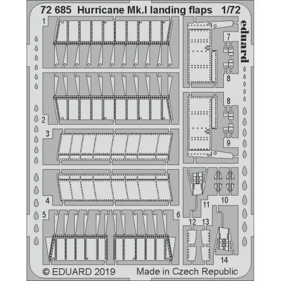 Eduard 72685 1/72 Hurricane Mk.I landing flaps Photo-Etched for Aircraft Photo etched set