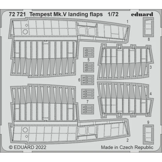 Eduard 72721 1/72 Tempest Mk.V landing flaps Photo-Etched for Aircraft Photo etched set