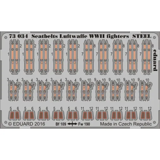 Eduard 73034 1/72 Seatbelts Luftwaffe WWII fighters STEEL Photo-Etched for Aircraft Photo etched set