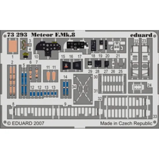 Eduard 73293 1/72 Meteor F.Mk.8 Photo-Etched for Aircraft Photo etched set