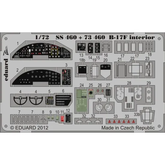 Eduard 73460 1/72 B-17F interior Photo-Etched for Aircraft Photo etched set