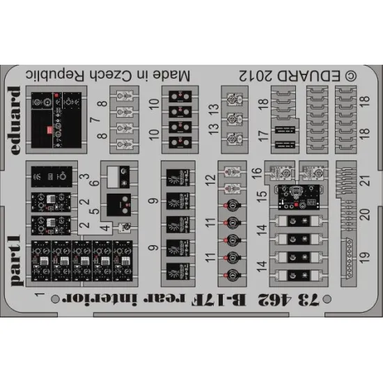 Eduard 73462 1/72 B-17F rear interior Photo-Etched for Aircraft Photo etched set