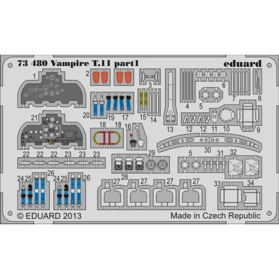 Eduard 73480 1/72 Vampire T.11 Photo-Etched for Aircraft Photo etched set