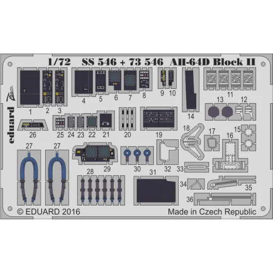Eduard 73546 1/72 AH-64D Block II Photo-Etched for Aircraft Photo etched set