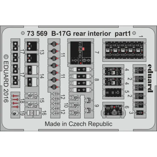 Eduard 73569 1/72 B-17G rear interior Photo-Etched for Aircraft Photo etched set