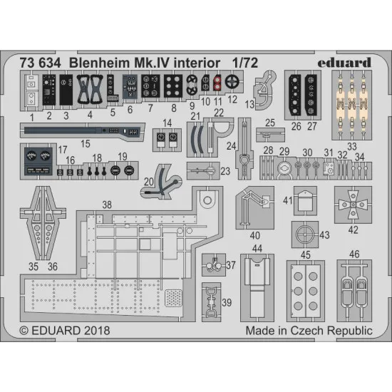 Eduard 73634 1/72 Blenheim Mk.IV interior Photo-Etched for Aircraft Photo etched set