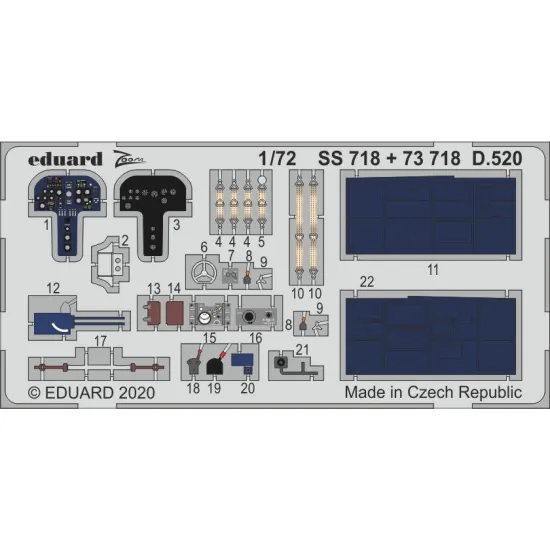 Eduard 73718 1/72 D.520 Photo-Etched for Aircraft Photo etched set