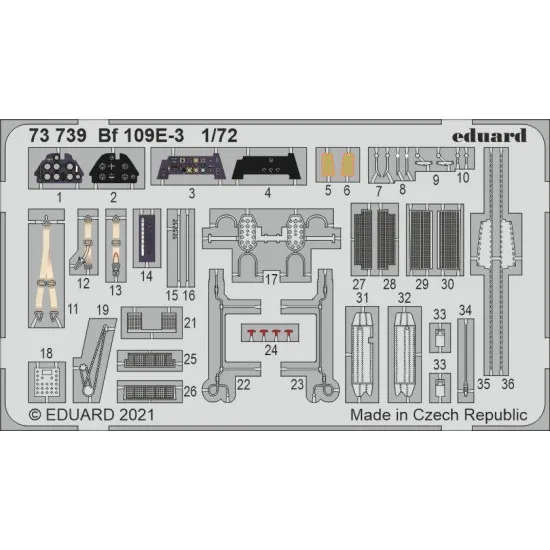 Eduard 73739 1/72 Bf 109E-3 Photo-Etched for Aircraft Photo etched set