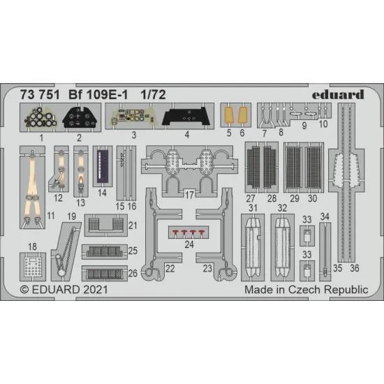 Eduard 73751 1/72 Bf 109E-1 Photo-Etched for Aircraft Photo etched set