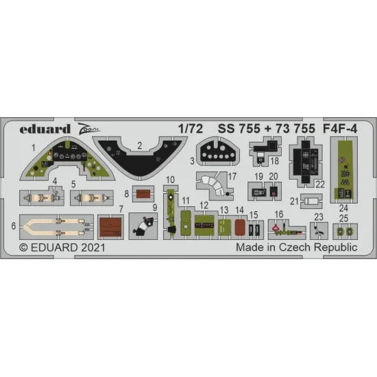 Eduard 73755 1/72 F4F-4 Photo-Etched for Aircraft Photo etched set
