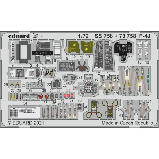 Eduard 73758 1/72 F-4J Photo-Etched for Aircraft Photo etched set