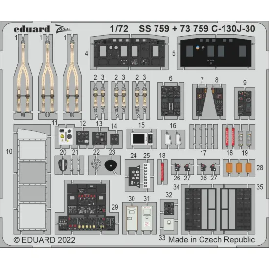 Eduard 73759 1/72 C-130J-30 interior Photo-Etched for Aircraft Photo etched set