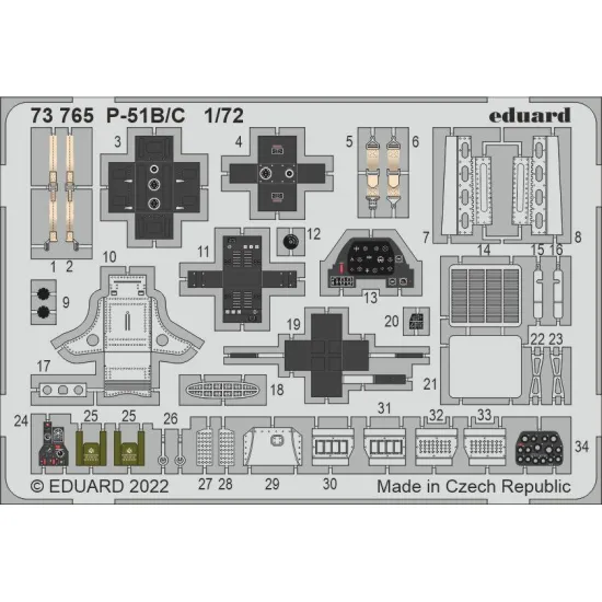 Eduard 73765 1/72 P-51B/C Photo-Etched for Aircraft Photo etched set