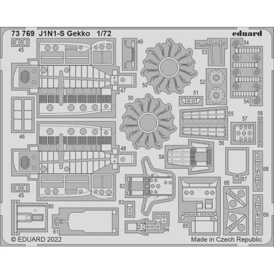 Eduard 73769 1/72 J1N1-S Gekko Photo-Etched for Aircraft Photo etched set
