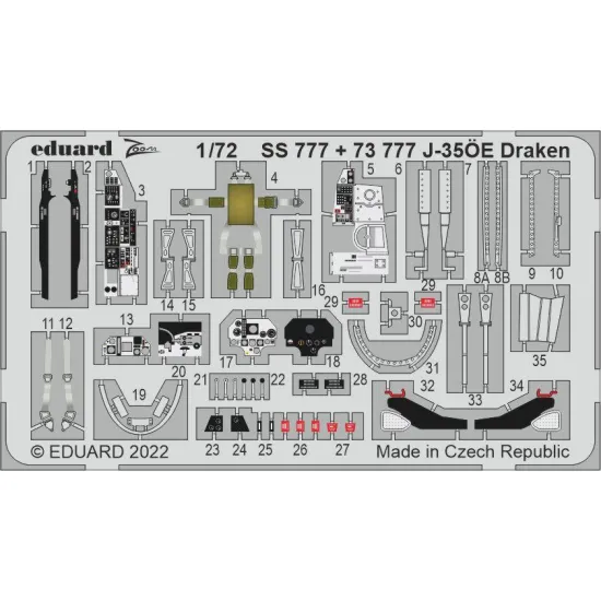 Eduard 73777 1/72 J-35ÖE Draken Photo-Etched for Aircraft Photo etched set