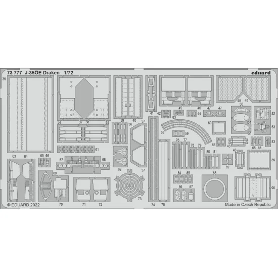 Eduard 73777 1/72 J-35ÖE Draken Photo-Etched for Aircraft Photo etched set