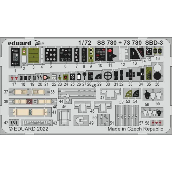 Eduard 73780 1/72 SBD-3 Photo-Etched for Aircraft Photo etched set