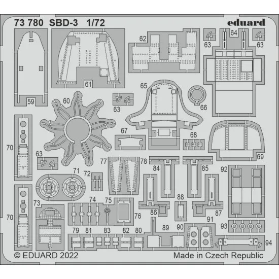 Eduard 73780 1/72 SBD-3 Photo-Etched for Aircraft Photo etched set
