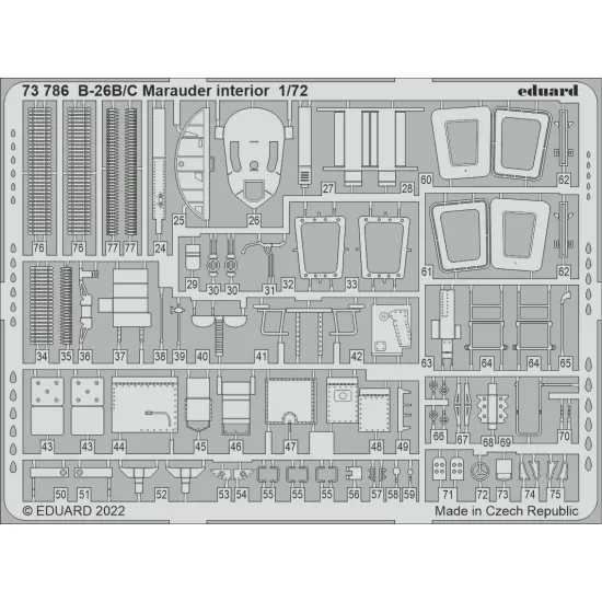Eduard 73786 1/72 B-26B/C Marauder interior Photo-Etched for Aircraft Photo etched set