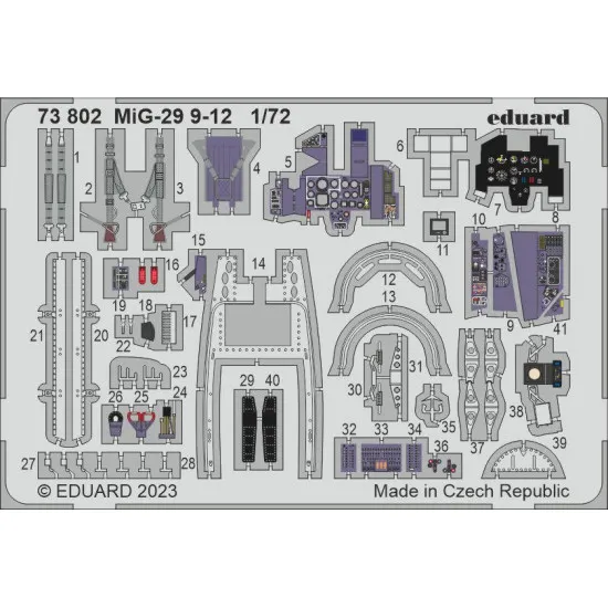 Eduard 73802 1/72 MiG-29 9-12 Photo-Etched for Aircraft Photo etched set