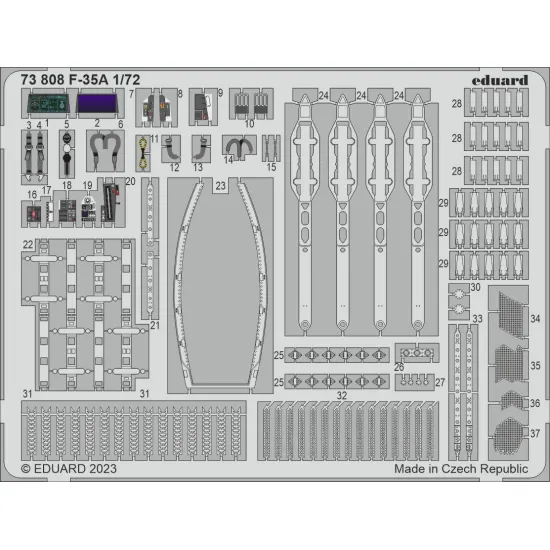 Eduard 73808 1/72 F-35A Photo-Etched for Aircraft Photo etched set