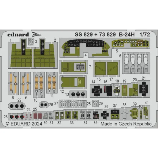 Eduard 73829 1/72 B-24H cockpit & engines Photo-Etched for Aircraft