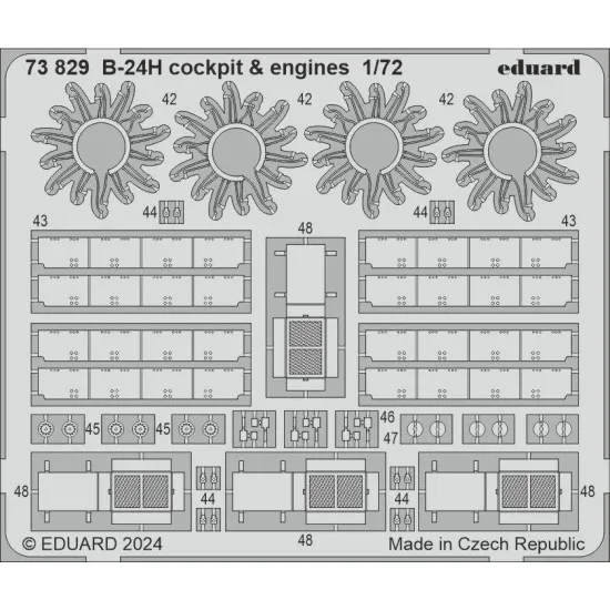 Eduard 73829 1/72 B-24H cockpit & engines Photo-Etched for Aircraft