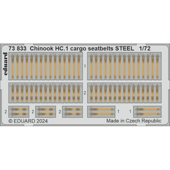 Eduard 73833 1/72 Chinook HC.1 cargo seatbelts STEEL Photo-Etched for Aircraft Photo etched set
