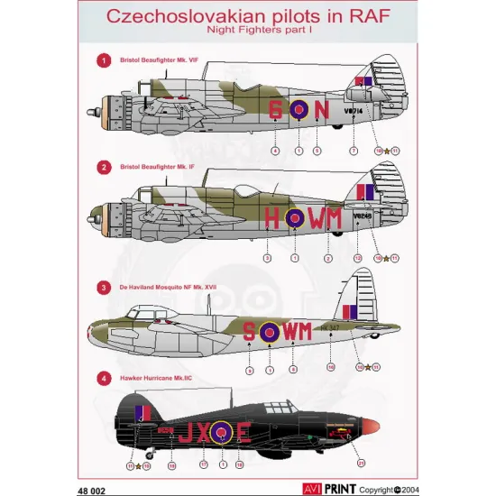 Eduard AV72002 1/72 Night Fighters Pt.1 - Czechoslovakian pilot in RAF Decal for Aircraft