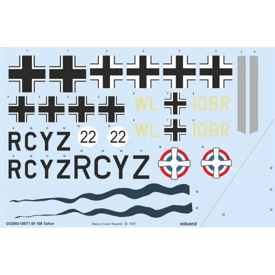 Eduard D32002 1/32 Bf 108 Taifun Decal for Aircraft
