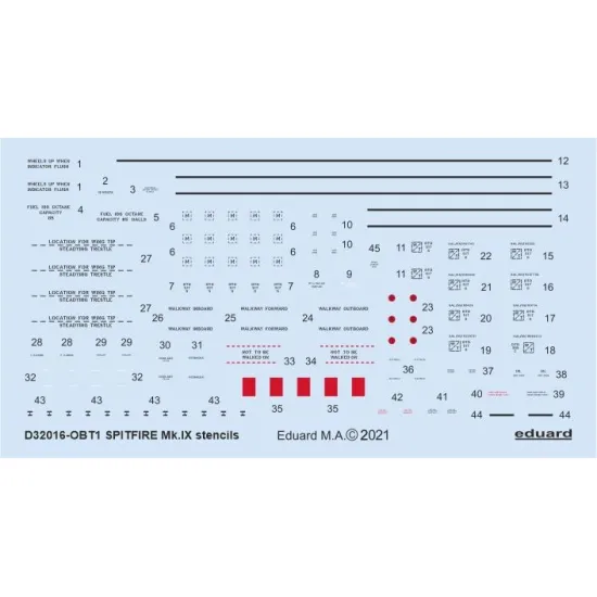 Eduard D32016 1/32 Spitfire Mk.IX stencils Decal for Aircraft