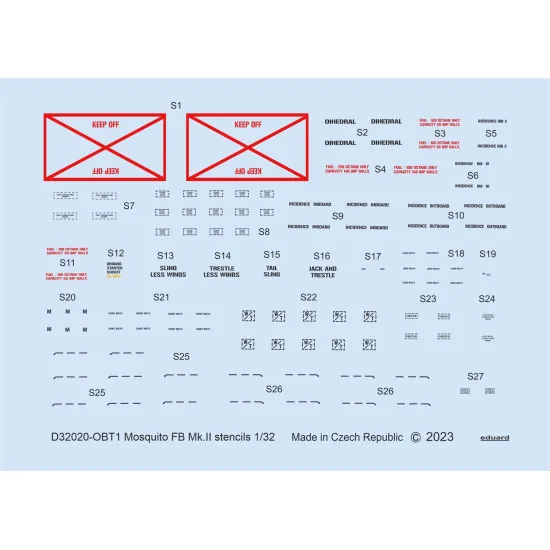 Eduard D32020 1/32 Mosquito FB Mk.II stencils Decal for Aircraft
