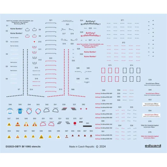 Eduard D32023 1/32 Bf 109G stencils Decal for Aircraft